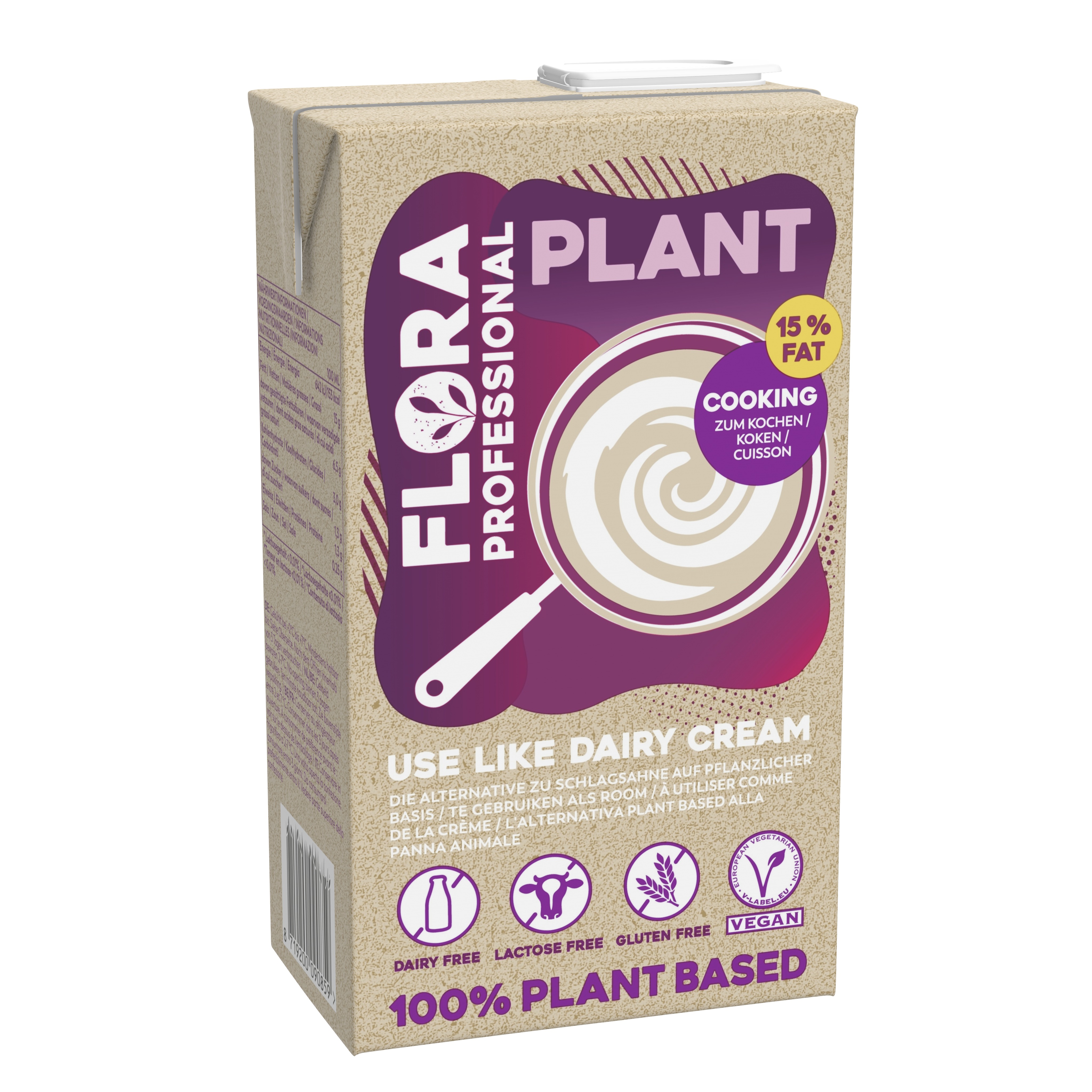Flora Profession Plant 15% Fett 1l Flora Plant - Kann alles was Sahne kann und mehr. Und bedient dabeit jeden Gast, so dass Gastronomen sich keine Sorgen mehr um die verschiedenen Ernährungsbedürfnisse von Gästen machen müssen.

Flora Professional Plant zum Kochen ist 100% pflanzlich, vegan und frei von Allergenen, Gluten oder Laktose.

Dabei verleiht die pflanzliche Sahnealternative jedem Gericht himmlisch cremigen Geschmack - egal ob heiß oder kalt. 

Und das war noch nicht alles, Flora Plant ist Hitze-, Säure und Bain-Marie-st