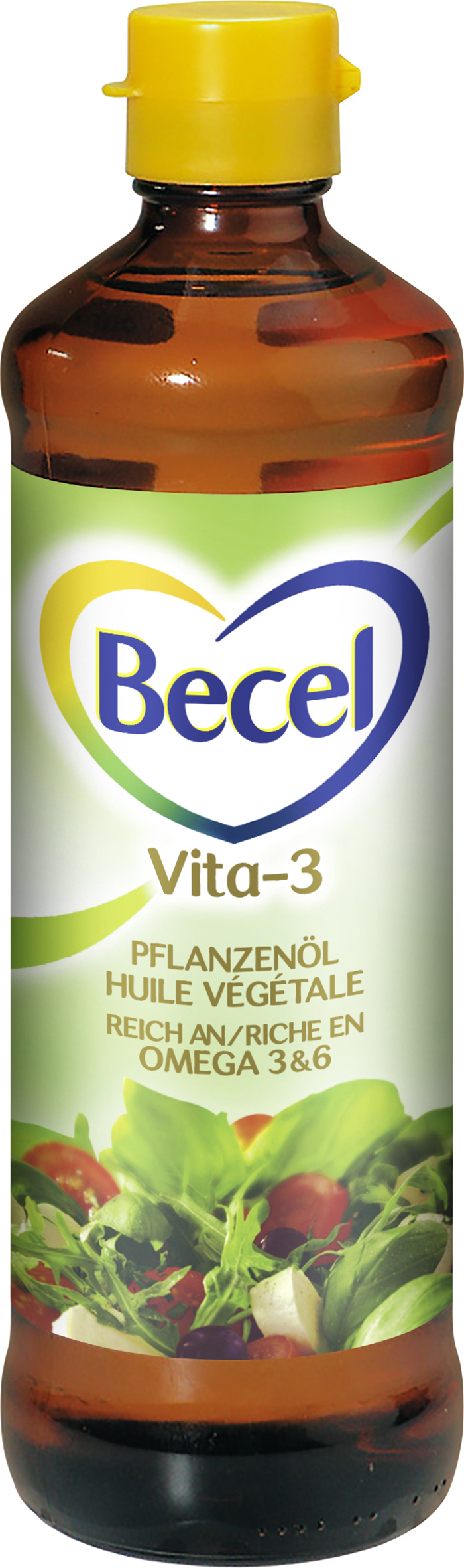 Becel Oil 0,5L BT Becel Omega 3 Plant Oil Classic is a special blend of three oils (sunflower, rapeseed and linseed) and naturally contains valuable polyunsaturated omega 3 and omega 6 fatty acids. Becel oil contains three times more omega 3 than olive oil and is ideal for those wishing to reduce their cholesterol intake. It is suitable for cooking, frying and dressing salads.