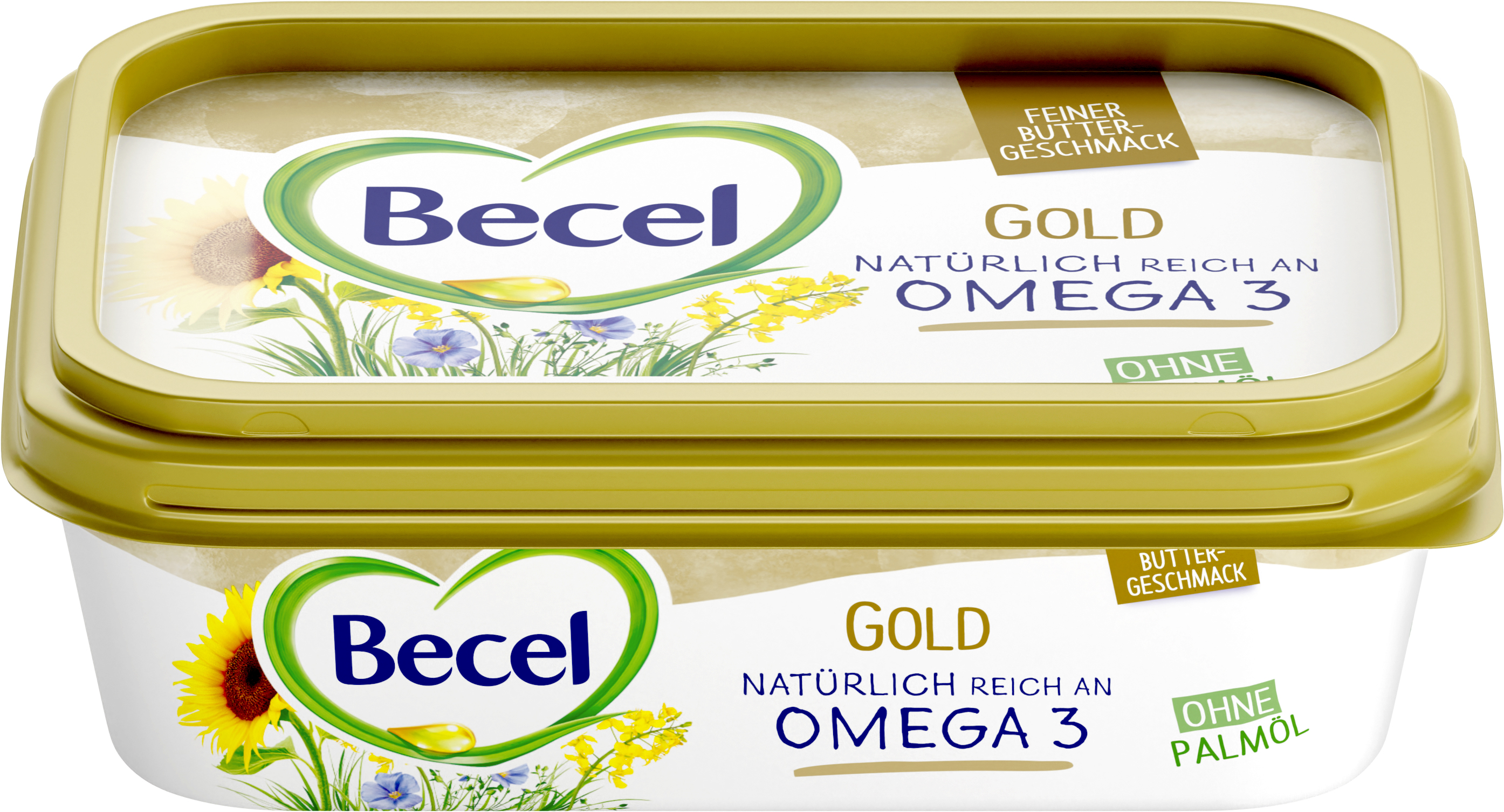 Becel Gold 59% 225g POF Thanks to its special composition of oils and fats, Becel Gold is an excellent alternative to butter.
In addition, it is 100% vegetable, consists of 100% natural ingredients and is palmoil free. 
Becel Gold with a fine buttery flavour is also rich in essential polyunsaturated fatty acids (omega 3) and contains 78% less saturated fatty acids than butter.